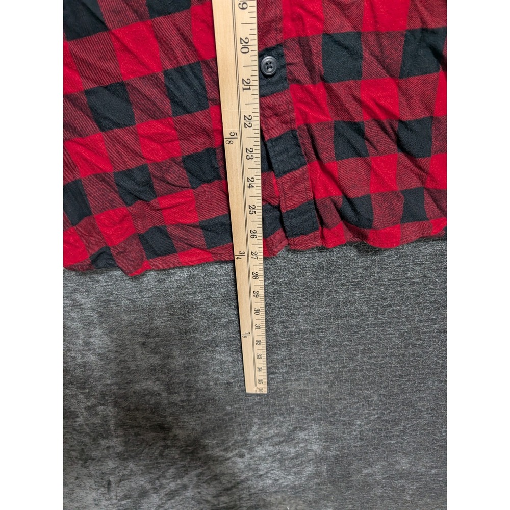 Uniqlo Mens XL Flannel Shirt Red Black Buffalo Check Plaid Long Sleeve Button Up - Picture 3 of 5